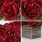 Flower Arrangement with Wooden Vase 8" Artificial Flowers in Pot - Fake Flowers Roses Peonies Hydrangeas in Wooden Vase Potted Artificial Flower Centerpieces for Table Decor Living Room - Red